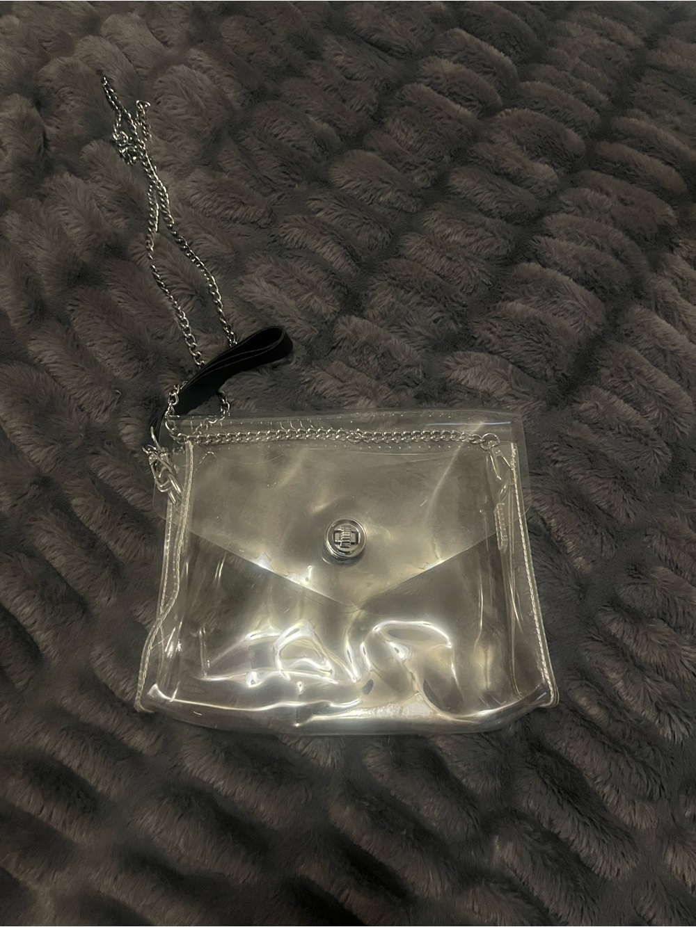 Clear PVC Crossbody Bag with Silver Chain